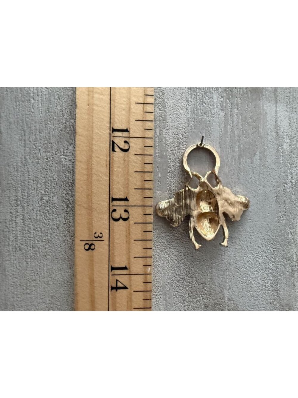 Gold Bee-Shaped Earrings Black Rhinestone Wing Detailing Post Back Oversized - Picture 5 of 5